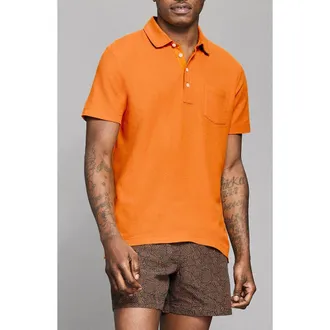 Billy Reid Pensacola Pima Cotton Piqu&eacute; Pocket Polo in Desert Sun at Nordstrom, Size Xx-Large