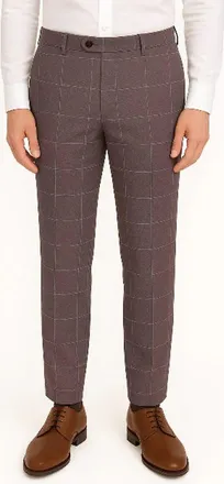 Berle Lightweight Windowpane Check Flat Front Mesh Weave Wool Dress Pants in Taupe at Nordstrom, Size 36