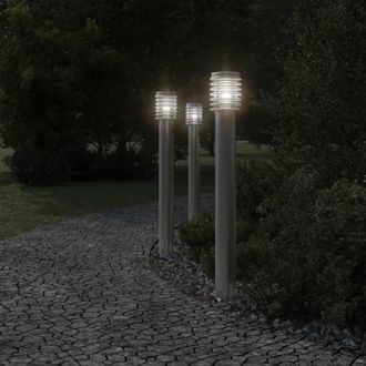 Berkfield Home Outdoor Floor Lamps 3pcs Silver 110cm Stainless Steel