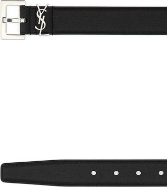 Saint Laurent Mens Ysl Belt Black Leather