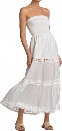 Elan Turks Strapless Maxi Dress With Crochet Detail In White