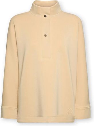 Elena Miro Modal Blend Sweatshirt met Hoge Hals - Dames - Sweatshirts - Beige - S - Polyester - Hoodies & sweatvesten