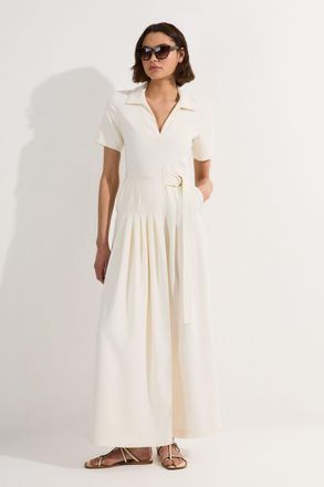 Karen Millen Womens Soft Tailored Pleated Belted Jumpsuit - White - Size 10 UK