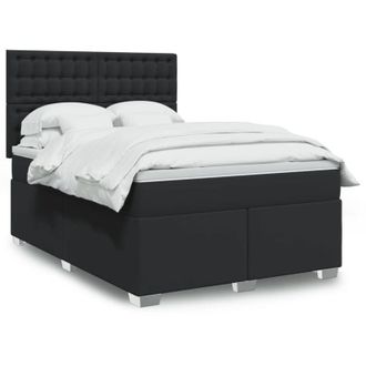 vidaXL Vidaxl - Cama Box Spring Con Colch&oacute;n Cuero Sint&eacute;tico Negro 160x200 Cm