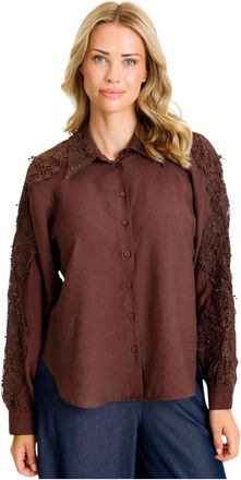 In Front Shirt - Dames - Overhemden - Bruin - L - Overhemden