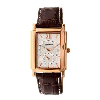 Heritor Frederick Leather-Band Watch in Rose Gold/silver at Nordstrom