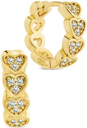 Sterling Forever Linna Cubic Zirconia Heart Micro Hoop Earrings in Gold at Nordstrom Rack