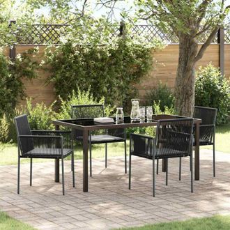 vidaXL Conjunto De Comedor De Jard&iacute;n 5 Pcs Negro Polirat&aacute;n Vidaxl
