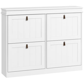 OEM Zapatero Estrecho Con 4 Puertas Abatibles Y Estantes Ajustables Para 20 Pares De Zapatos Con Antivuelco 105x24x82,5 Cm