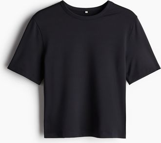 H&M Cropped Sportshirt mit DryMove - Schwarz