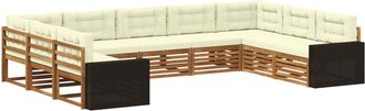 vidaXL Conjunto De Sof&aacute;s De Exterior 9 Uds. Natural Y Crema Vidaxl