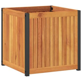 Berkfield Home Garden Planter 45x45x44 cm Solid Wood Acacia & Steel in Brown | Size: 45 x 45 x 44 cm