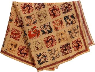 Loewe Pre-owned Womens Monogram Animal-Print Square Scarf in Multicolor Silk - Multicolour - One Size