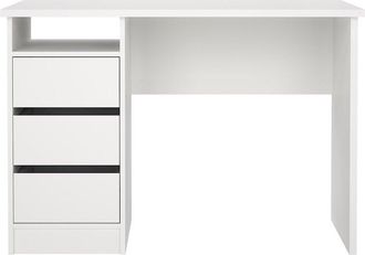 Tvilum Wes Home Office Writing Desk with 3 Drawers and Open Shelf, White