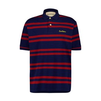 Valentino Garavani Tops, Heren, Veelkleurig, XL, Katoen, Piqu&eacute; polo shirt van katoen met Chez Valentino-borduursel