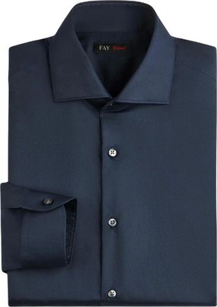 Fay Camicia con collo alla francese da viaggio - - Shirts - Uomo - Blu - 2XL