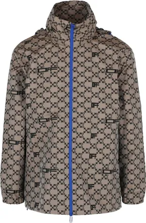 Off-white Mens Monogram Allover Windbreaker Jacket In Camel Black