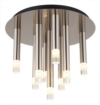 Globo Lighting Ryan Lámpara de techo semiempotrada de varios brazos, níquel mate, 9 brazos G9