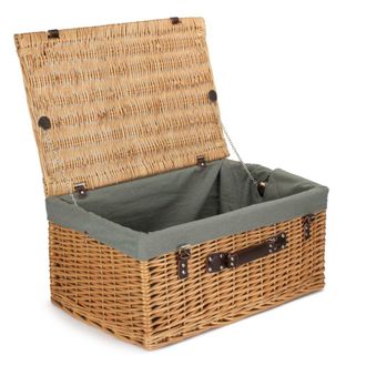 Red Hamper 60cm Buff Wicker Basket with Grey Lining in Natural
