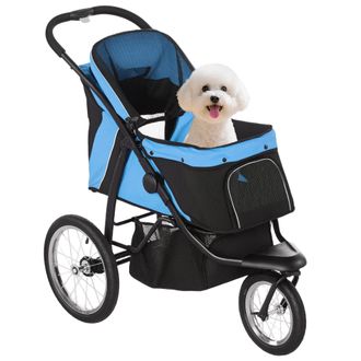 OEM Carrito Para Perros Medianos Peque&ntilde;os Con Cesta De Almacenaje Capota Ajustable Y Ventana De Malla 111x58x107 Cm Azul