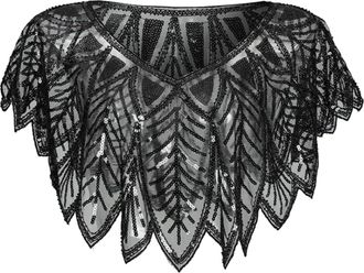 Generic Women 1920s Shawl Sequin Evening Cape Retro Wraps Scarf for Wedding Party Bride Dress, Art Deco Vintage Shawl Bolero Wraps, Mesh Loose Cloak Shawl Dre