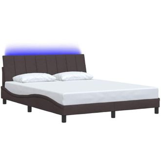 vidaXL Cama Sin Colch&oacute;n De Tela Marr&oacute;n Oscuro 160x200 Cm Vidaxl