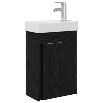 vidaXL M&oacute;dulo De Ba&ntilde;o Con Grifer&iacute;a Roble Negro 40,5 X 22,5 X 62 Cm Vidaxl