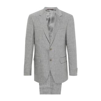 Canali Heren, Pakken, Grijs, Maat: XL Linnen