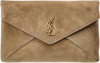 Saint Laurent Cassandre Large Suede Envelope Pouch