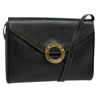 Celine Pre-owned Cross Body Bags, female, Black, Size: ONE SIZE Pre-owned Circle logo shoulder bag