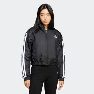 adidas Bomberjacke ADIDAS SPORTSWEAR W ESS 3S IN B J, Damen, Gr. XXL, schwarz, Obermaterial: 100% Polyester, Jacken Bomberjacke