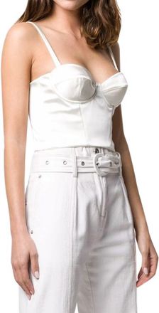 P.A.R.O.S.H. White Satin Cropped Bustier Size XS