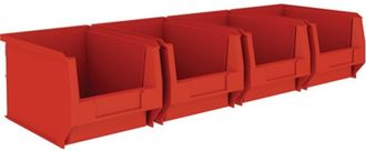Mauser Mauser - Juego De Caja De Almacenamiento De Acero Galvanizado H140xl602xp250 Mm Con Cajas De Almacenamiento. 4 X Mk4 Rojo