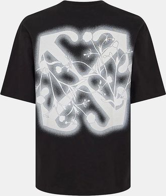 Off-white Mens Flower Crew Neck Short Sleeve T-Shirt - Black/Multi - Size: 42