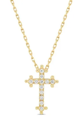 Bony Levy 18K Florentine Natural Diamond Cross Pendant Necklace in 18K Yellow Gold/diamond at Nordstrom, Size 20