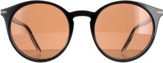 Serengeti Eyewear Round Womens Shiny Clear and Black Polarized Drivers Leonora - Transparent - One Size