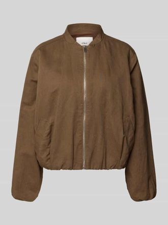 s.Oliver Red Label Boxy Fit Bomberjacke aus Leinen-Baumwoll-Mix in Mittelbraun, Gr&ouml;&szlig;e 34
