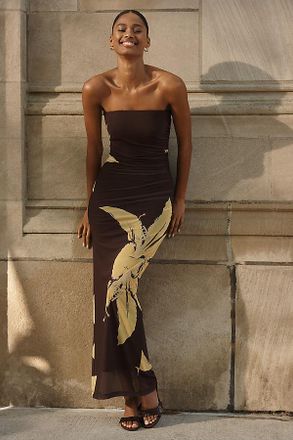Bardot Ciera Strapless Mesh Maxi Dress