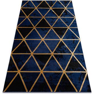 RugsX Rugsx - Alfombra Emerald Exclusivo 1020 Glamour, Elegante M&aacute;rmol, Triangulos Azul Oscuro / Oro Blue 120x170 Cm