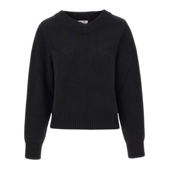 Soft Goat Jersey de punto grueso con cuello en V - Knitwear - Mujer - Negro - XS