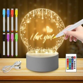 OEM L&aacute;mpara De Noche Led Acr&iacute;lica, L&aacute;mpara Led Creativa Diy Con Control Remoto Y Bol&iacute;grafo Borrable, Luz De Noche Personalizada Para Beb&eacute;s, L&aacute;mpara De Mes