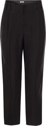 Brunello Cucinelli Losse Broek Van Viscose En Linnen Vloeibare Twill Met Monoline