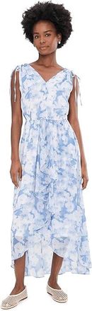 Calvin Klein Sleeveless Chiffon Printed Midi Womens Dress Bayou Cream : 10, Chiffon/Polyester