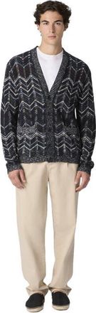 Missoni Cotton Chevron Cardigan With Ribbed Trims in Blue at Nordstrom, Size 48 It