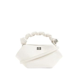 Ganni Ostrich-effect Twisted-handle Tote Bag