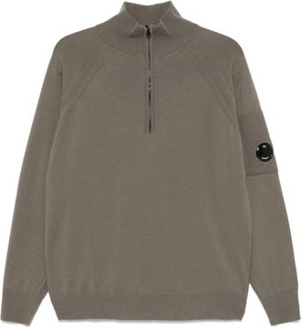 C.P. Company Turtlenecks, male, Green, Size: 2XL Olive Green Zip Sweater