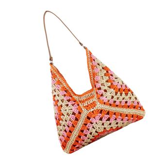 Generic Woven Bags for Women - Large Capacity Bohemian Straw Colored Pouch - Handheld Woven Bag - for Home Daily Offices Dating Outdoor Travel Work Walking Sh