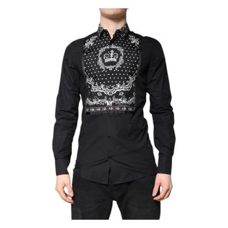 Dolce & Gabbana Casual Shirts, male, Black, Size: XS Gold Dress Shirt