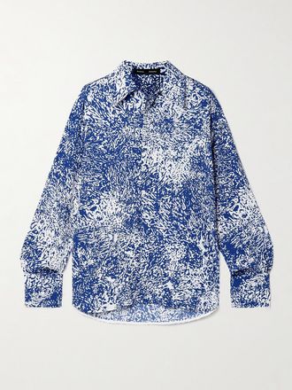 Proenza Schouler Camicia In Cr&ecirc;pe Stampato Norman - Blu