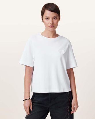AllSaints Womens Cotton Lover Lisa Embroidered T-Shirt, Size: XS